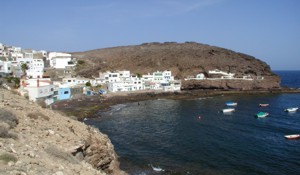 The beach at Tufia is sheltered but is a long way down from the car park.